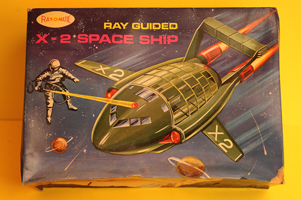 RAY GUIDED X-2 SPACE SHIP PLASTIC TOY RARE LIGHT BLUE COLOUR